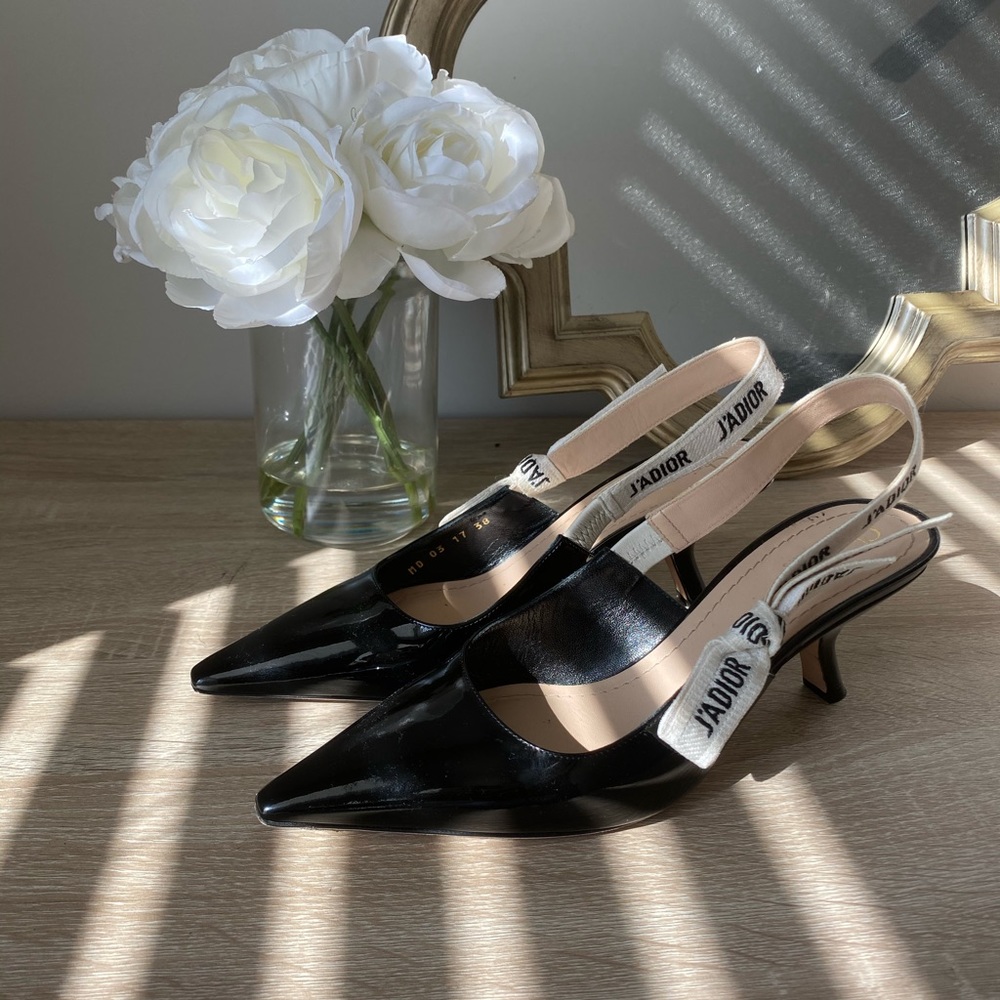 Dior J’Adore Patent Slingback Pumps in Black